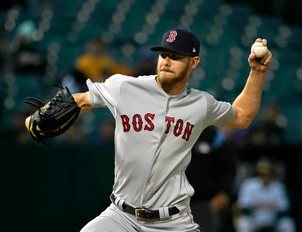 Chris Sale pitches on the road for the Boston Red Sox.